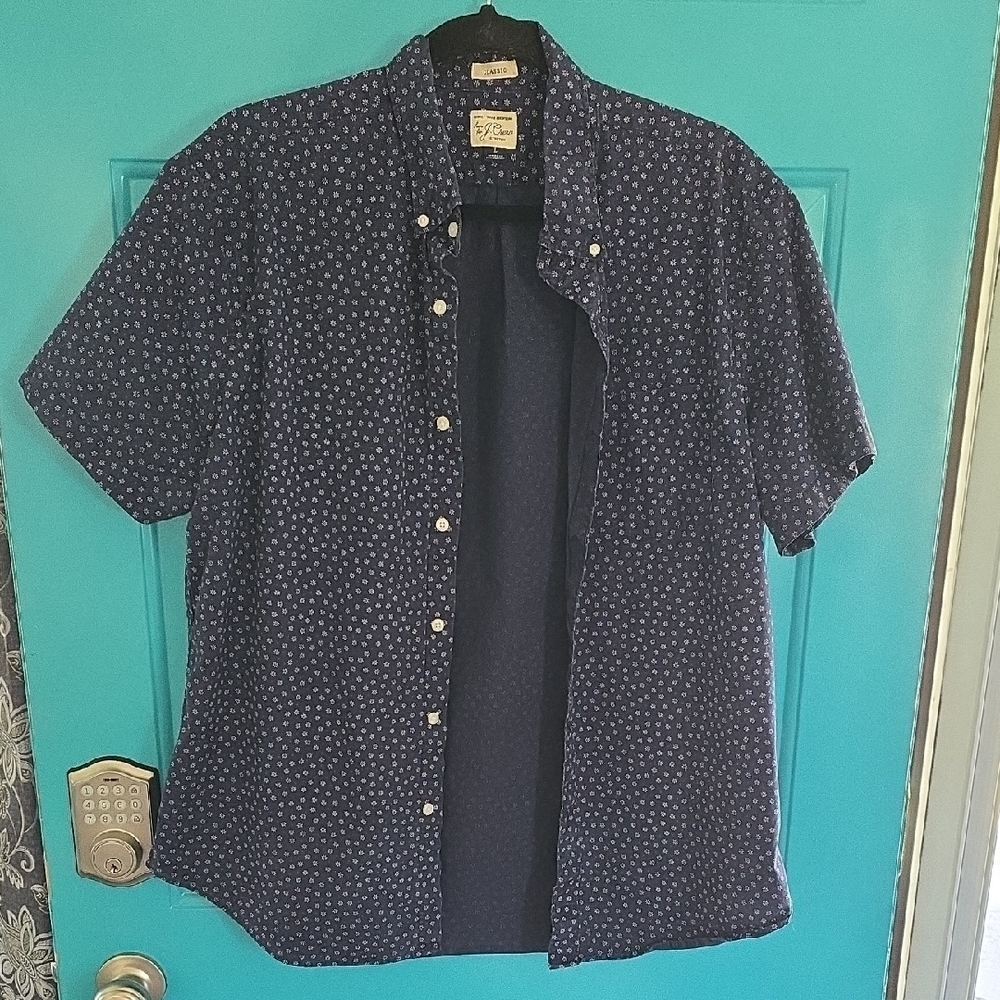 J Crew Navy Floral Men's Button-Down Shirt